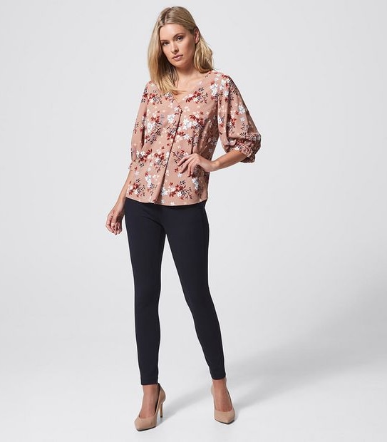 Preview 3/4 Sleeve Pleat Front Shell Top