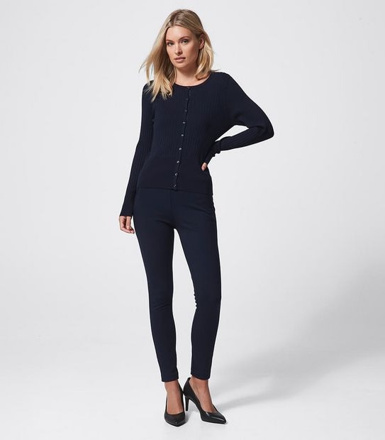 Preview Ribbed Crew Neck Cardigan