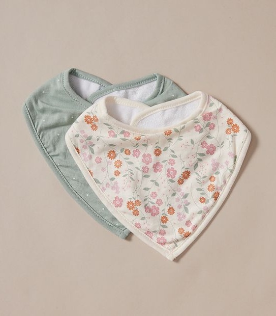 bub. Baby Organic Cotton 2 Pack Bandana Bibs