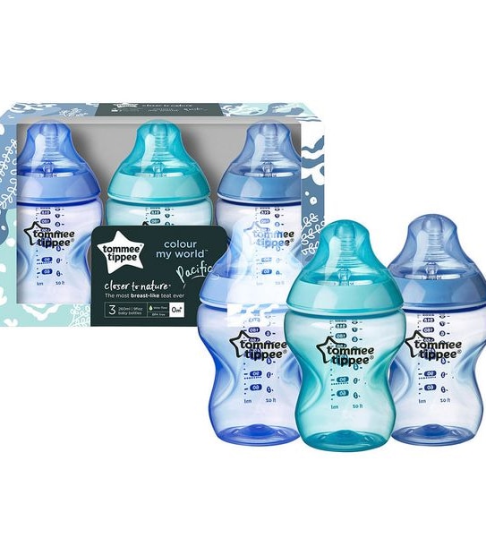 Tommee Tippee Closer to Nature Colour My World Baby Bottle 260ml - 3 pack