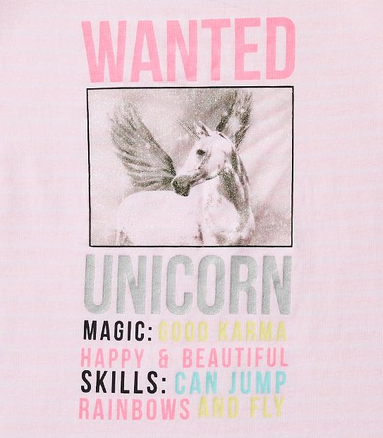Short Sleeve Unicorn Print T-Shirt