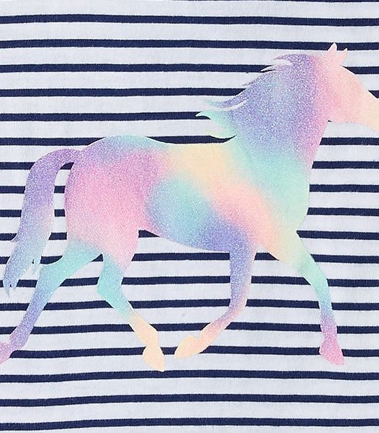 Short Sleeve Rainbow Horse Stripe T-Shirt