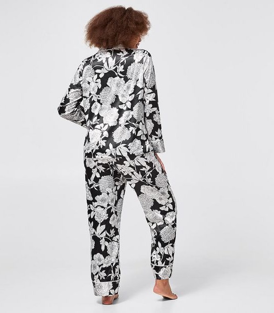 Satin Pyjama Box Set - Black Floral