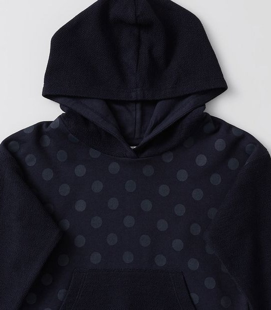 Polka Dot Print Pullover Hoodie - Navy Blue