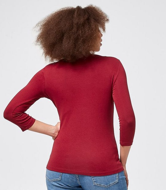 3/4 Sleeve Crew Neck Top - Red