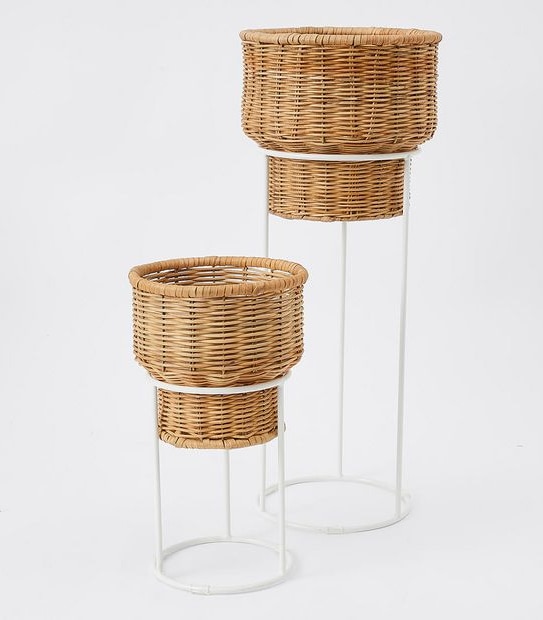 Elise Small Rattan Planter on Stand