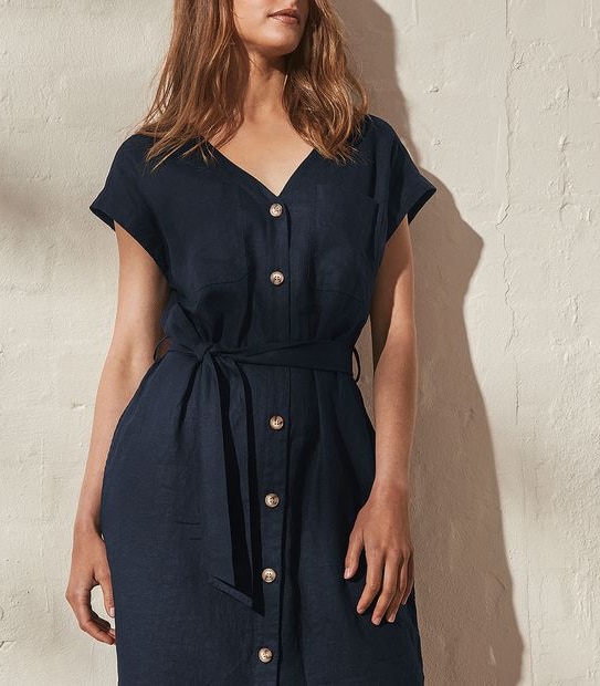 Short Sleeve European Linen Shift Dress