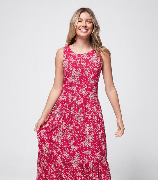 Scoop Neck Tiered Maxi Dress