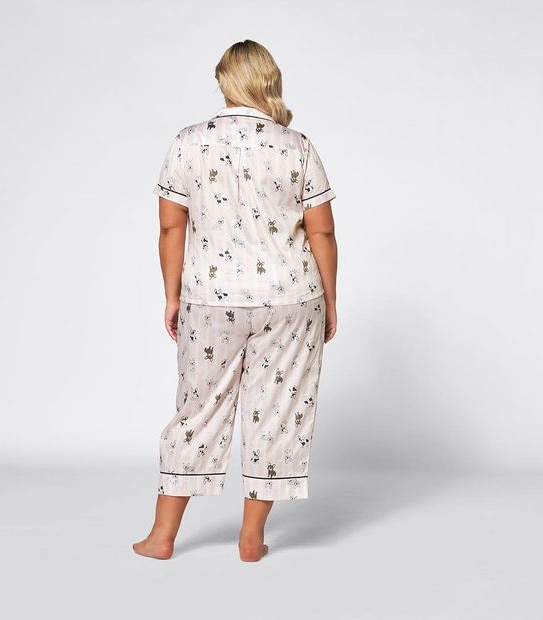 Womans Extended sizing French Bulldog 3/4 Pyjama Set