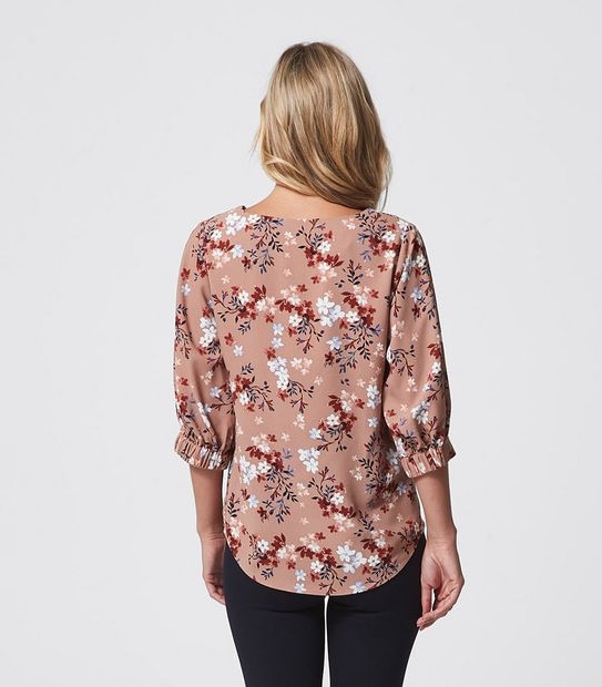 Preview 3/4 Sleeve Pleat Front Shell Top