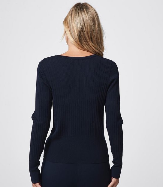 Preview Ribbed Crew Neck Cardigan