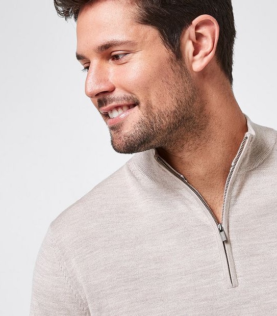 Preview Merino Wool Half Zip Neck Jumper