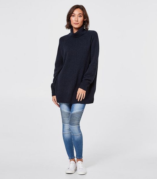 Supersoft Roll Neck Jumper - Dark Blue Marle