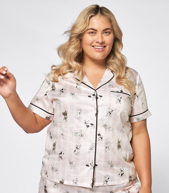 Womans Extended sizing French Bulldog 3/4 Pyjama Set