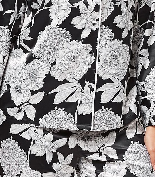 Satin Pyjama Box Set - Black Floral
