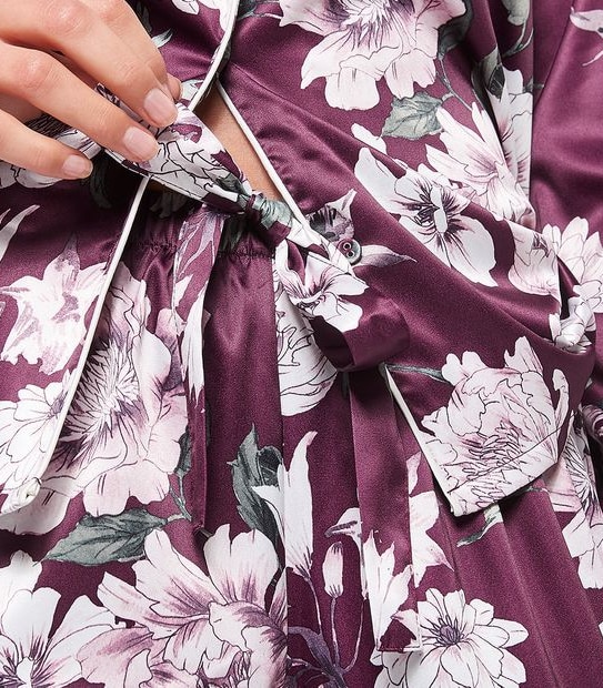 Preview Full Length Satin Sleep Set - Burgundy Floral