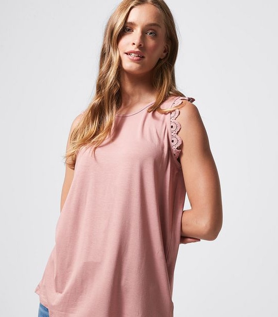 Jolie Lace Trim Sleeve Tank Top