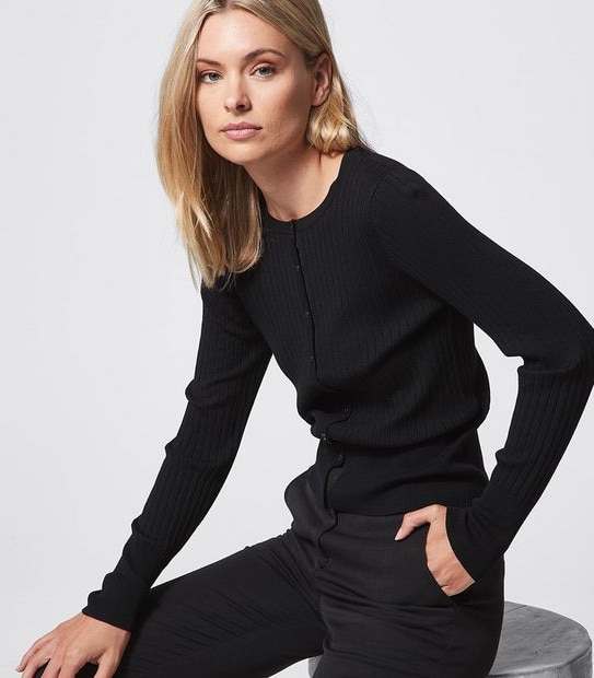 Preview Ribbed Crew Neck Cardigan