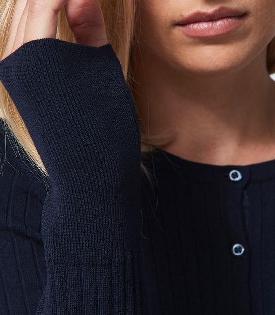 Preview Ribbed Crew Neck Cardigan