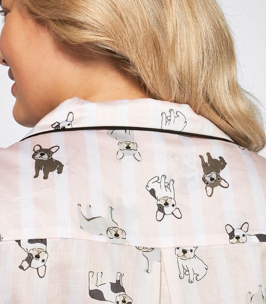 Womans Extended sizing French Bulldog 3/4 Pyjama Set