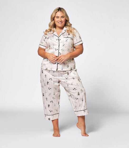 Womans Extended sizing French Bulldog 3/4 Pyjama Set