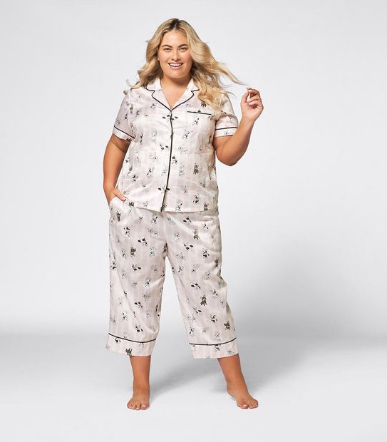 Womans Extended sizing French Bulldog 3/4 Pyjama Set