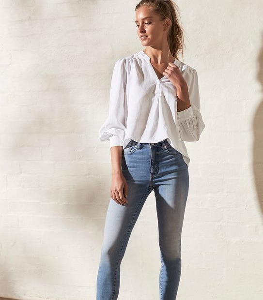 Linen Blend Overhead Blouse