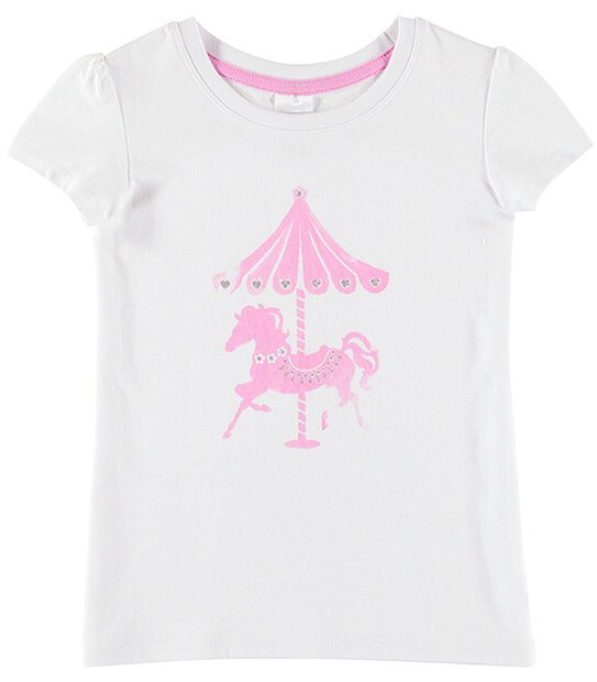 Girls' Short Sleeve Carousel Print T-Shirt