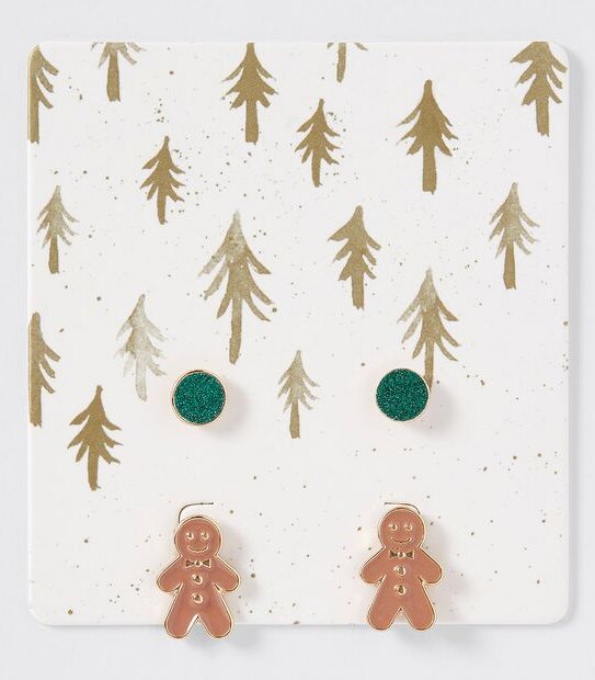 Christmas 2 Pack Gingerbread Earrings Set
