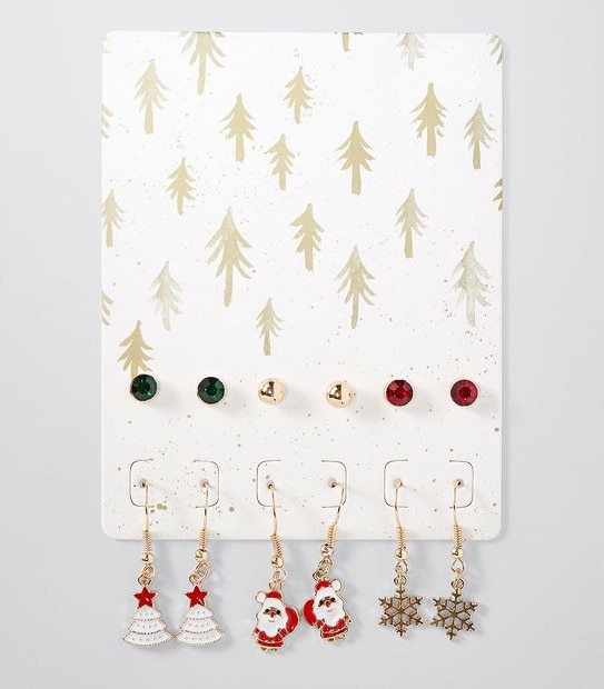 Christmas 6 Pack Tree Drop Earrings Set