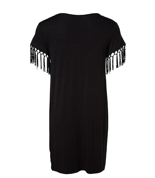 Piping Hot Tassel Dress - Black
