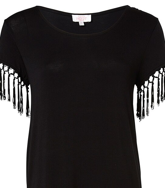 Piping Hot Tassel Dress - Black
