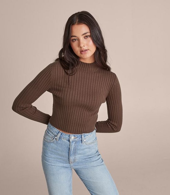 Lily Loves Cropped Rib Knit Skivvy
