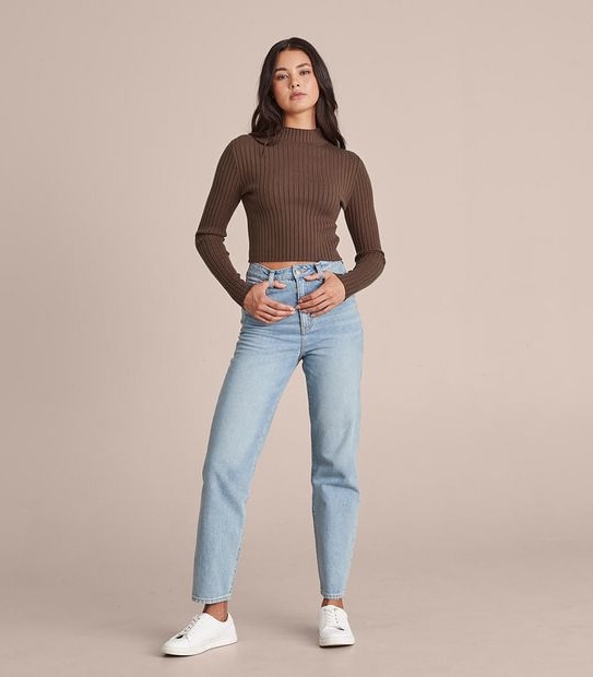 Lily Loves Cropped Rib Knit Skivvy