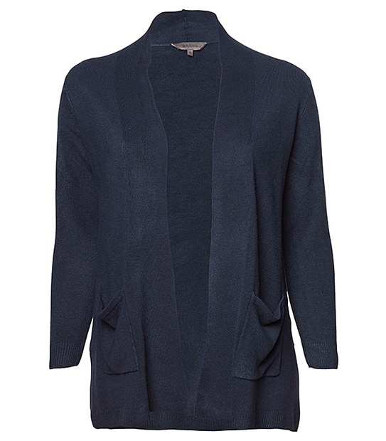 Belle Curve Cashmere Feel Side Split Cardigan - Navy
