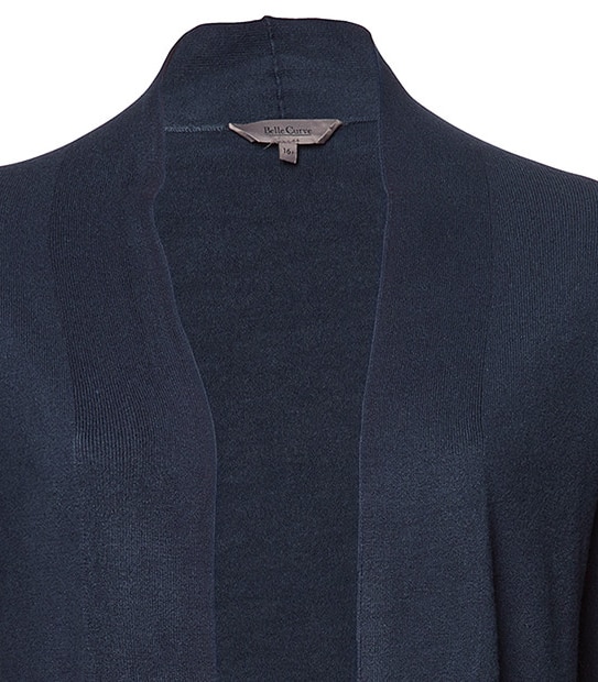 Belle Curve Cashmere Feel Side Split Cardigan - Navy