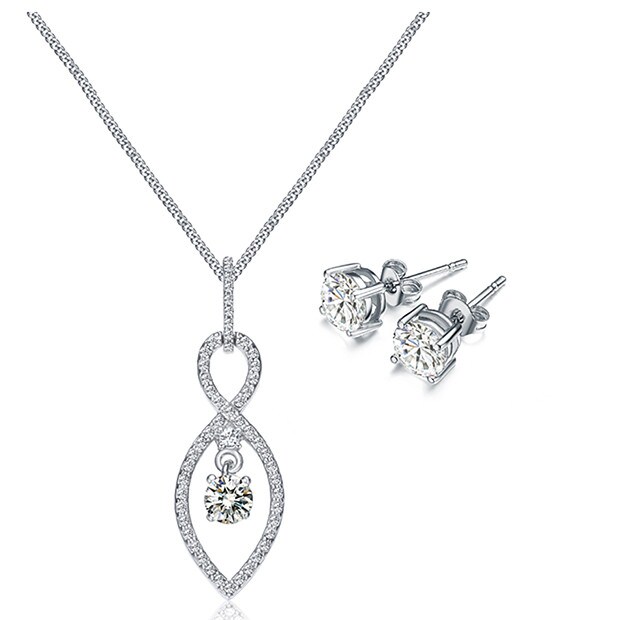 Mestigé Necklace & Earring Set With Swarovski® Crystals - Silver Mestigé Necklace & Earring Set With Swarovski® Crystals - Silver