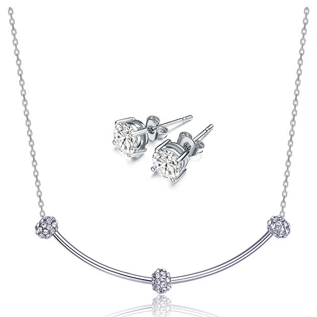 Mestigé Necklace & Earring Set With Swarovski® Crystals - Silver Mestigé Necklace & Earring Set With Swarovski® Crystals - Silver