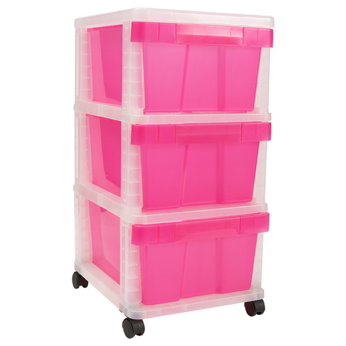 Initial 3 Drawer Storage Unit On Wheels Pink