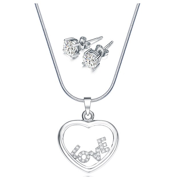 Mestigé Pendant & Earring Set With Swarovski Crystals - Silver Mestigé Pendant & Earring Set With Swarovski Crystals - Silver
