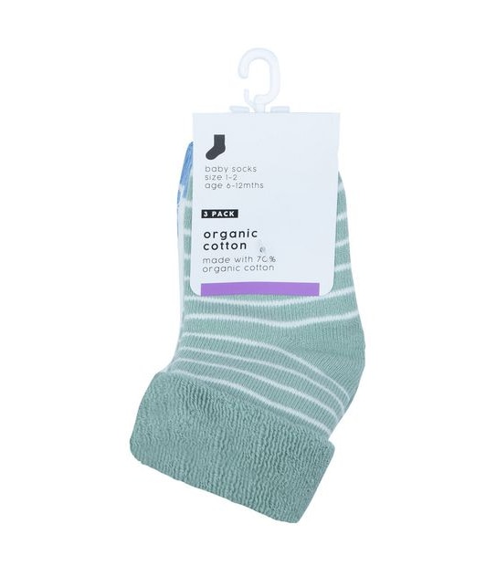 3 Pack Baby Organic Cotton Terry Turn Top Socks