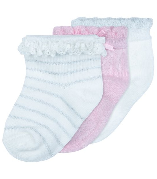 Underworks Baby 3 Pack Organic Cotton Party Socks