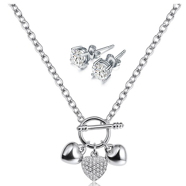 Mestigé Necklace & Earring Set With Swarovski® Crystals - Silver Mestigé Necklace & Earring Set With Swarovski® Crystals - Silver