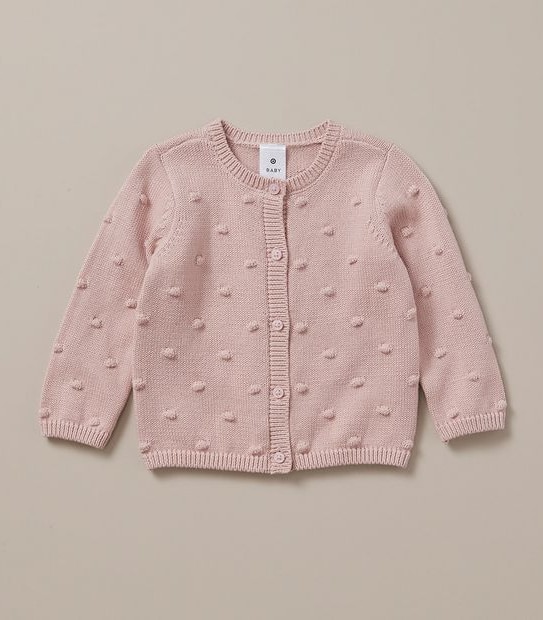 Baby Organic Cotton Pom-Pom Knit Cardigan