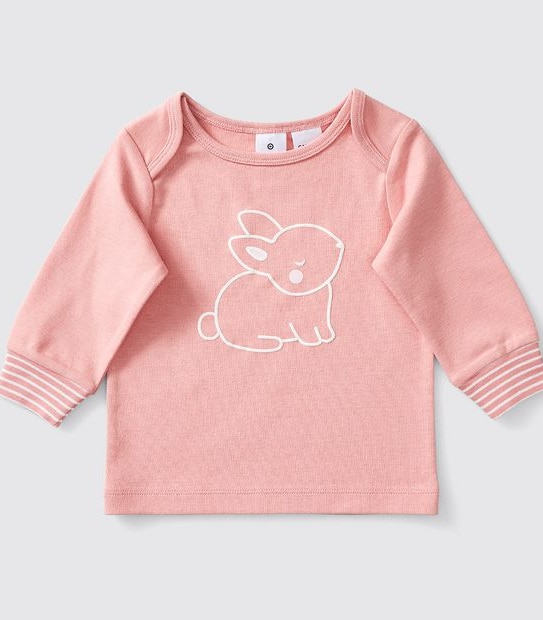 Baby Organic Cotton Bunny Print Pyjama Set - Pink
