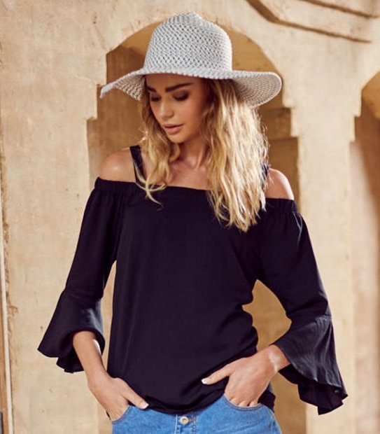 Off Shoulder Ruffle Sleeve Top