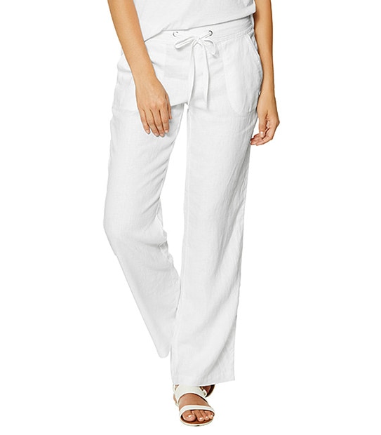 Wide Leg Linen Pants - White