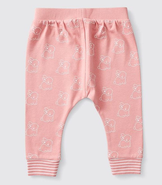 Baby Organic Cotton Bunny Print Pyjama Set - Pink