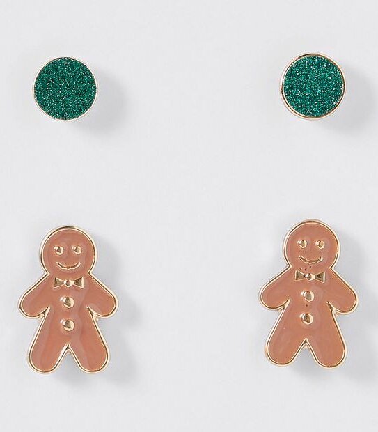 Christmas 2 Pack Gingerbread Earrings Set