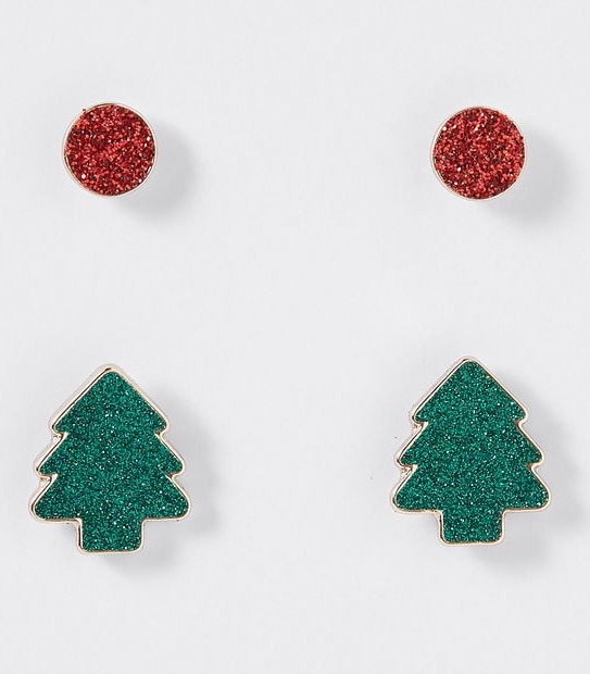 Christmas 2 Pack Tree Earrings Set